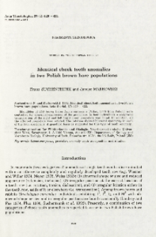 Studies on the European hare. 46. Identical cheek tooth anomalies in two Polish brown hare populations