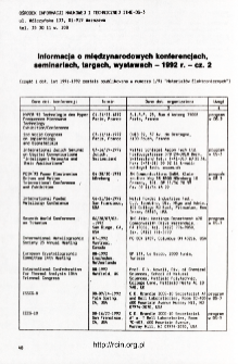 Udział pracowników ITME w konferencjach 1991 nr 4(76)