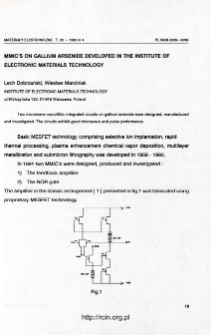 MMIC'S on gallium arsenide developed in the Institute of Electronic Materials Technology