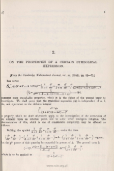 On the Properties of a certain Symbolical Expression