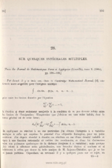 Sur quelques Intégrales Multiples