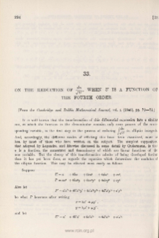 On the Reduction of du ÷ √ U, when is a Function of the Fourth Order