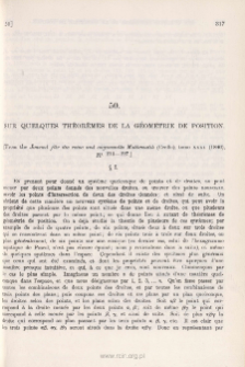 Sur quelques Théorèmes de la Géométrie de Position