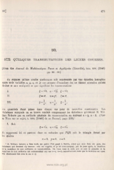 Sur quelques Transmutations des Lignes Courbes