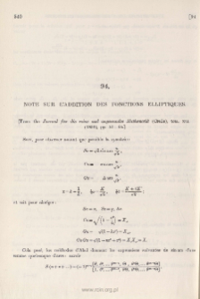 Note sur l'Addition des Foctions Elliptiques