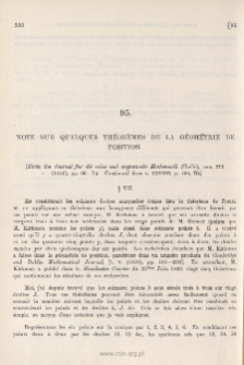 Note sur quelques Théorèmes de la Géométrie de Position