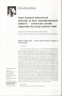 Radiation Hybrid Panel - modern method for physical mapping of porcine genome