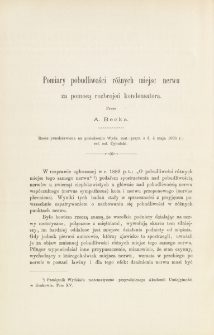 Pomiary pobudliwości różnych miejsc nerwu za pomocą rozbrojeń kondensatora