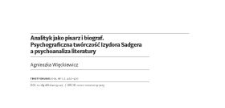 Analityk jako pisarz i biograf. Psychograficzna twórczość Izydora Sadgera a psychoanaliza literatury