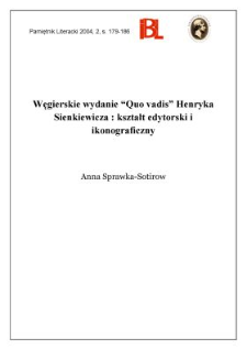 Węgierskie wydania "Quo vadis" Henryka Sienkiewicza : kształt edytorski i ikonograficzny