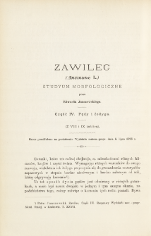 Zawilec Anemone L. : studyum morfologiczne. Cz. IV, Pędy i łodyga