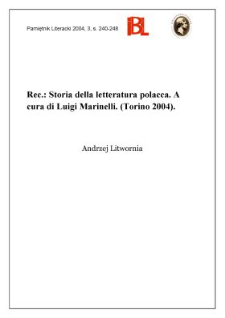 "Storia della letteratura polacca" a cura di Luigi Marinelli, Torino 2004