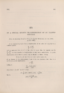 On a special quartic transformation of an elliptic function