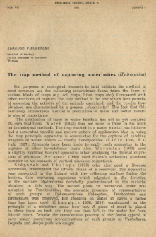 The trap method of capturing water mites (Hydracarina)