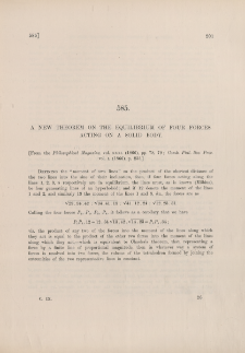 A new theorem on the equilibrium of four forces acting on a solid body