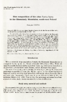 Diet composition of the otter Lutra lutra in the Bieszczady Mountains, south-east Poland