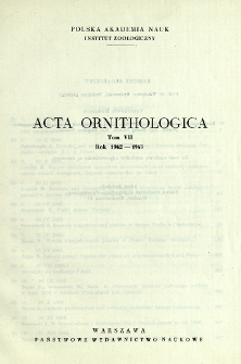 Acta Ornithologica ; t. 7 - Spis treści