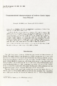 Craniometrical characteristics of wolves Canis lupus from Poland