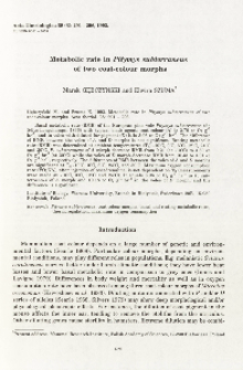 Metabolic rate in Pitymys subterraneus of two coat-colour morphs