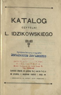 Katalog czytelni L. Idzikowskiego.