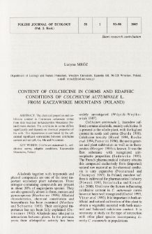 Content of colchicine in corms and edaphic conditions of Colchicum autumnale L. from Kaczawskie Mountains (Poland)