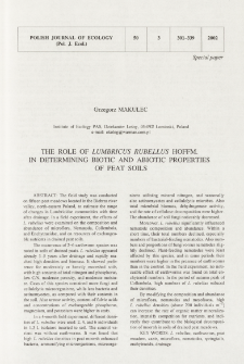 The role of Lumbricus rubellus Hoffm. in determining biotic and abiotic properties of peat soils