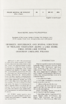 Diversity, disturbance and spatial structure of wetland vegetation along a lake shore: Jorka River-Lake system (Masurian Lakeland, Poland)