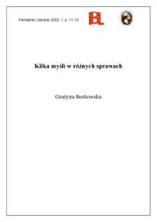 Kilka myśli o różnych sprawach. [odpowiedź na ankietę]