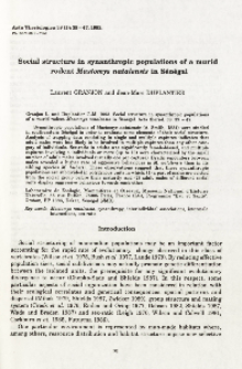 Social structure in synanthropic populations of a murid rodent Mastomys natalensis in Sénégal