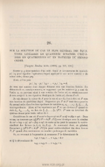 Sur la solution du cas le plus général des équations linéaires en quantités binaires, c'est-à-dire en quaternions ou en matrices du second ordre