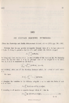 On Certain Definite Integrals