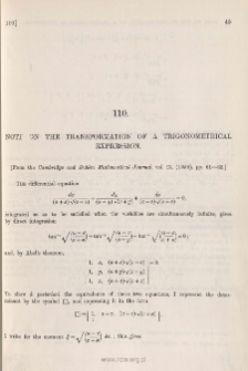 Note on the Transformation of a Trigonometrical Expression