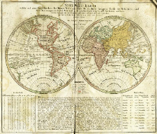 Neue Welt = Karte welche auf zwoo Kugelflaechen die Haupt-Theile der Erde, Inseln, Insel-Gruppen, Theile des Welt-Meers und deren Benennungen, den fünften Welt-theil und die neuesten Entdekkungen, nach den Karten und Reise-beschreibungen der berühmtesten Seefahrer und Gelehrten unsres Zeit-alters, der Herren Cook, Forster, Pallas, u. a. m. nebst einer kurzen Erklaerung enthaelt.