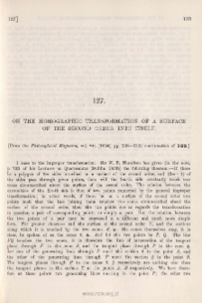 On the Homographic Transformation of a Surface of the Second Order into itself