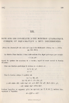 Note sur les Covariants d'une Fonction Quadratique, Cubique, ou Biquadratique à deux Indéterminées