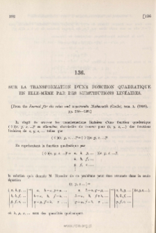 Sur la Transfornation d'une Fonction Quadratique en ellemême par des Substitutions linéaires