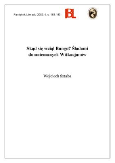 Skąd wziął się Bungo? : śladami domniemanych Witkacjanów