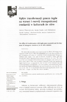 The effect of transformation with iaglu gene on growth and development of transgenic strawberry in in vitro cultures
