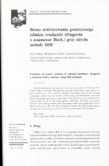 Evaluation of genetic variation of selected strawberry (Fragaria X ananassa Duch.) cultivars using ISSR technique