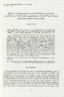 Effects of fragmentation and isolation on genetic variability of the Italian populations of wolf Canis lupus and brown bear Ursus arctos