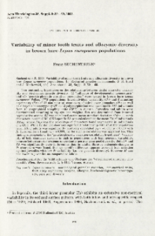 Studies on the European hare. 48. Variability of minor tooth traits and allozymic diversity in brown hare Lepus europaeus population