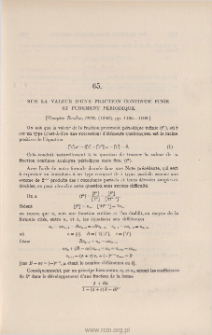 Sur la valeur d'une fraction continue finie et purement périodique