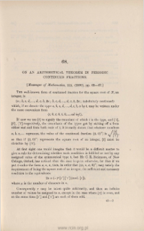 On an arithmetical theorem in periodic continued fractions