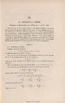 On arithmetical series
