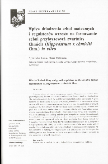 Effect of bulb chilling and growth regulators on the in vitro bulblet regeneration in Hippeastrum x chmielii Chm.