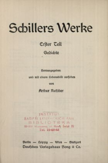 Schillers Werke. 1 Tl, Gedichte