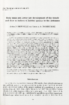 Body mass and lower jaw development of the female red deer as indices of habitat quality in the Ardennes