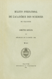 Bulletin International de L' Académie des Sciences de Cracovie : comptes rendus