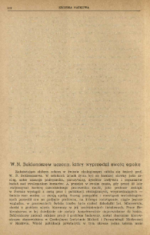 W. N. Beklemiszew uczony, który wyprzedził swoją epokę