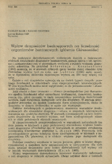 Wpływ drapieżców bezkręgowych na liczebność organizmów bentosowych (głównie Chironomidae)